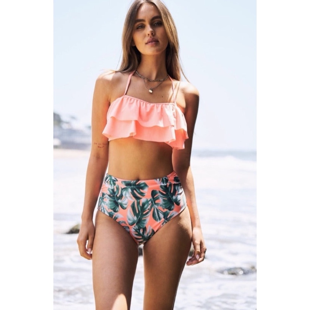 Tropical Ruffle Top 2 Piece - Picture 1 of 3